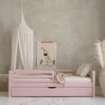 Ροζ παιδικό κρεβάτι Basic Fello Plus με συρτάρι