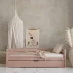 Ροζ παιδικό κρεβάτι καναπές Basic Fello Plus με συρτάρι