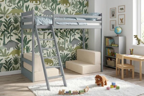 Κουκέτα Sofena Grey με πτυσσόμενο καναπέ-κρεβάτι 90x200cm