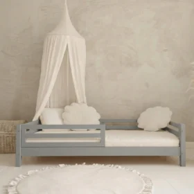 Κρεβάτι Montessori Basic Fello, γκρι, 100×200cm, με αφαιρούμενα κάγκελα
