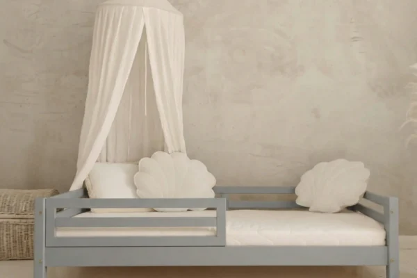 Κρεβάτι Montessori Basic Fello, γκρι, 100×200cm, με αφαιρούμενα κάγκελα