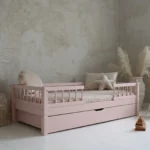 Ροζ παιδικό κρεβάτι καναπές Montessori Basic Bello Plus 100x200cm
