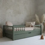 Πράσινο παιδικό κρεβάτι-καναπές Basic Bello Plus με συρτάρι