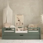 Πράσινο παιδικό κρεβάτι καναπές Basic Fello Duo Plus Luletto